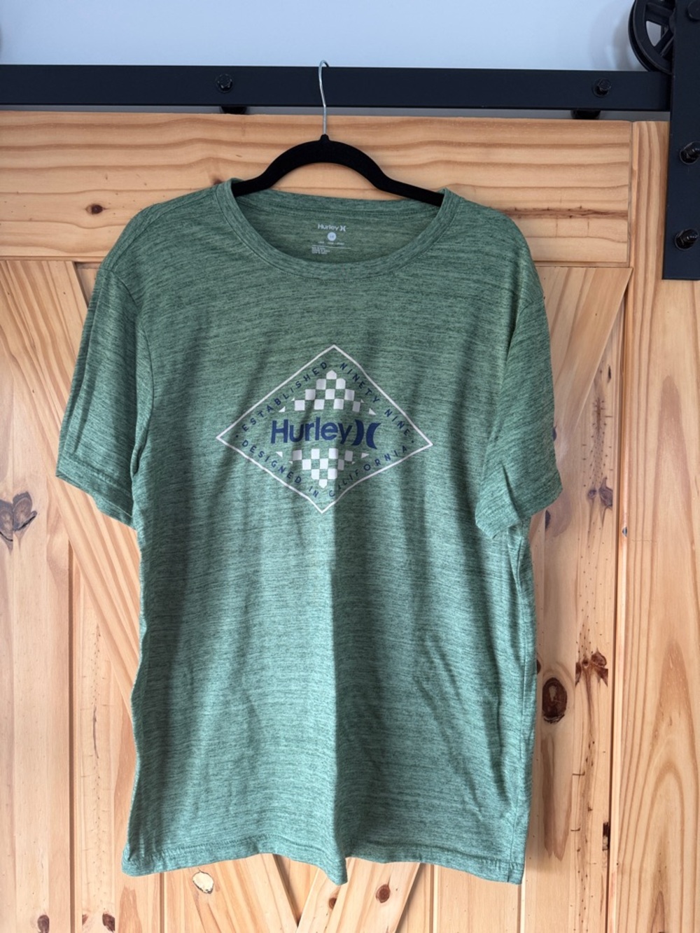 Hurley Heather Green Graphic Tee with Blue Logo